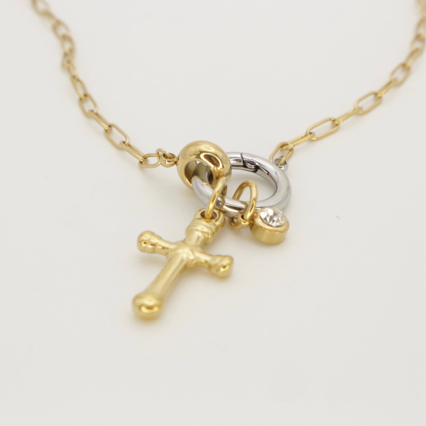 ALINA Long Cross Chain Mixed Metal